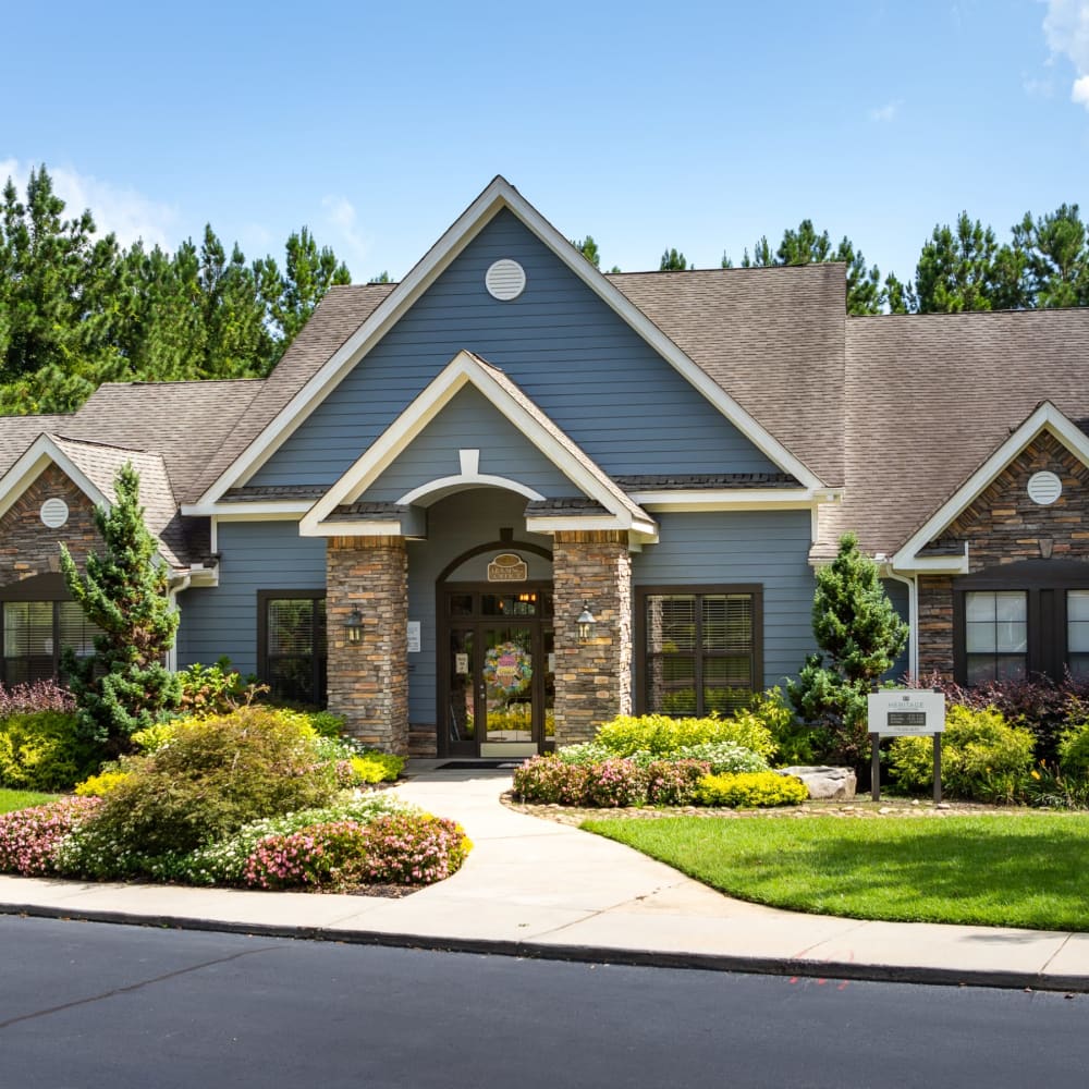 Exterior of the clubhouse at Heritage at Riverstone in Canton, Georgia