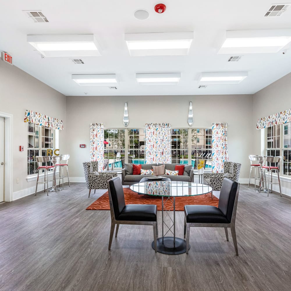 Seating in the community clubhouse at Reagan Crossing in Covington, Louisiana