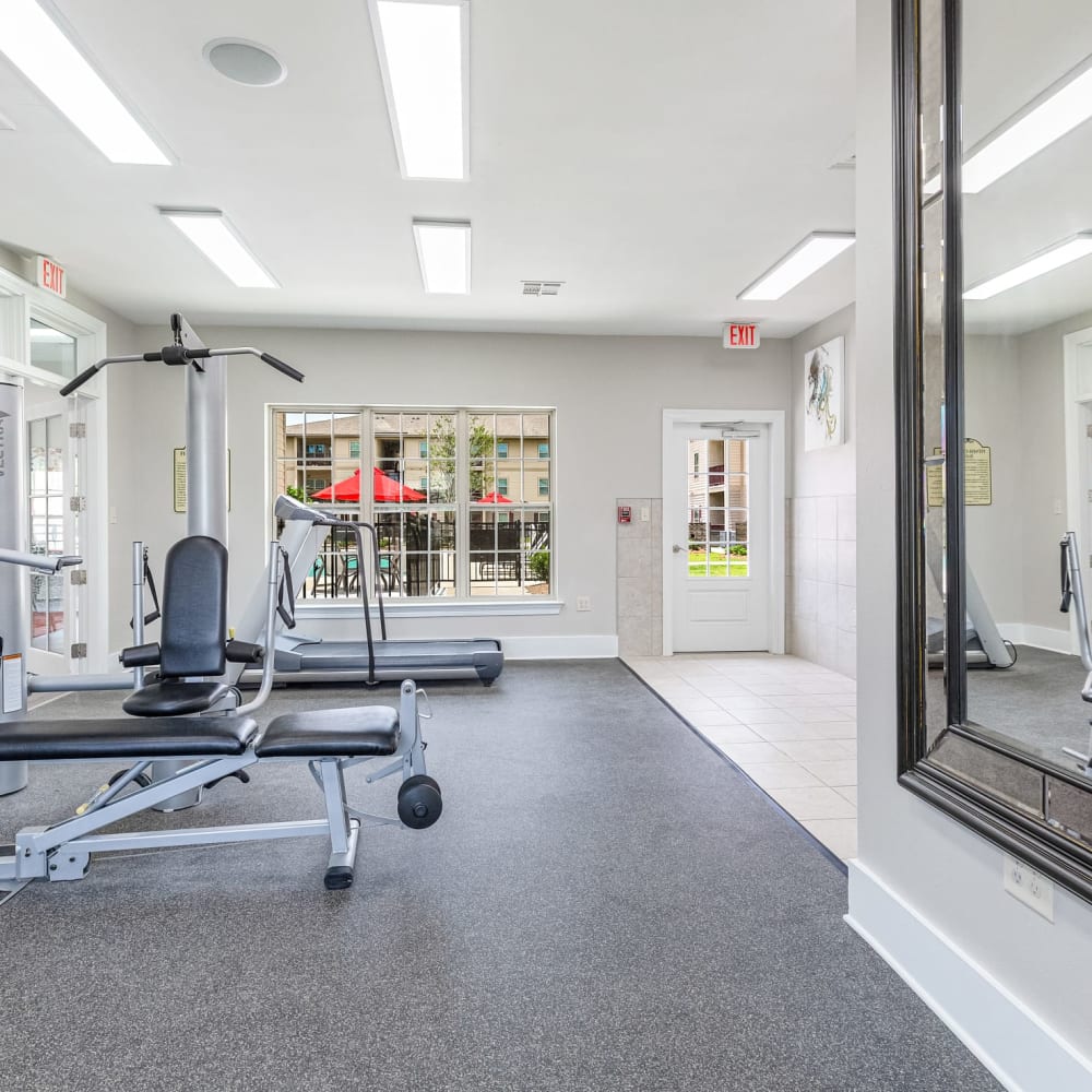 Exercise equipment in the fitness center at Reagan Crossing in Covington, Louisiana