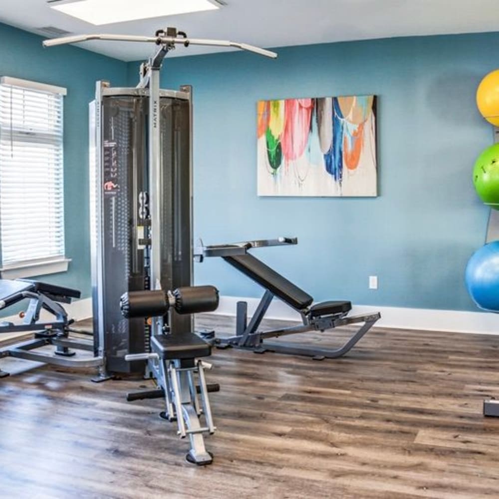 community fitness area at Greenbrier Woods Apartments in Chesapeake, Virginia
