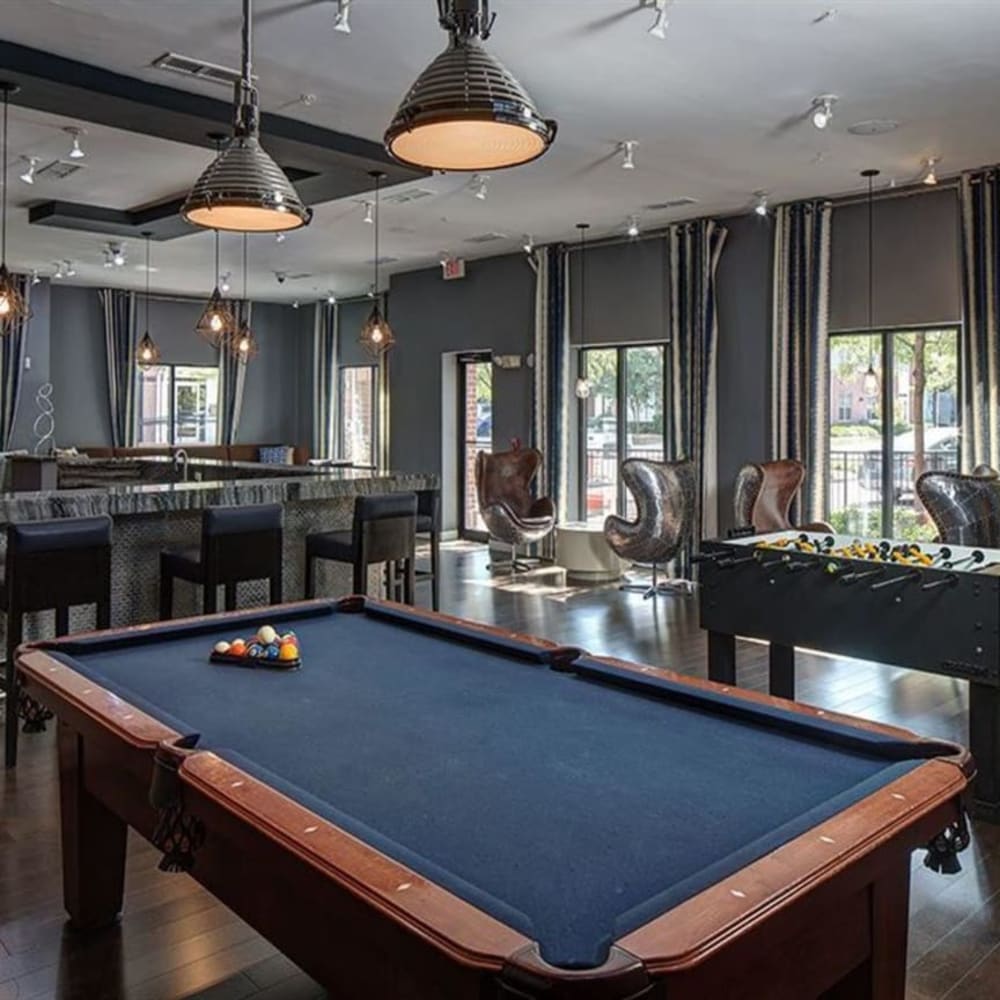 A billiards table in the community clubhouse at Residences at Congressional Village in Rockville, Maryland
