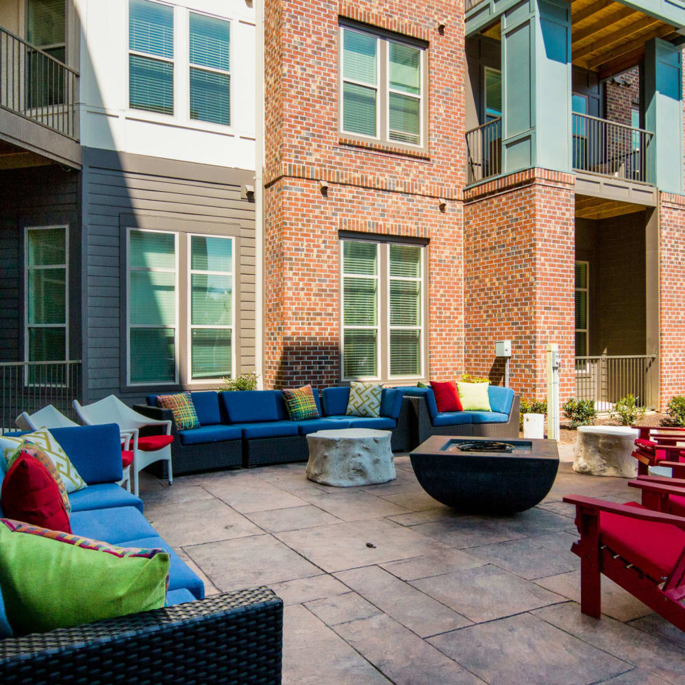 Outdoor lounge seating for residents at Liberty Mill in Germantown, Maryland