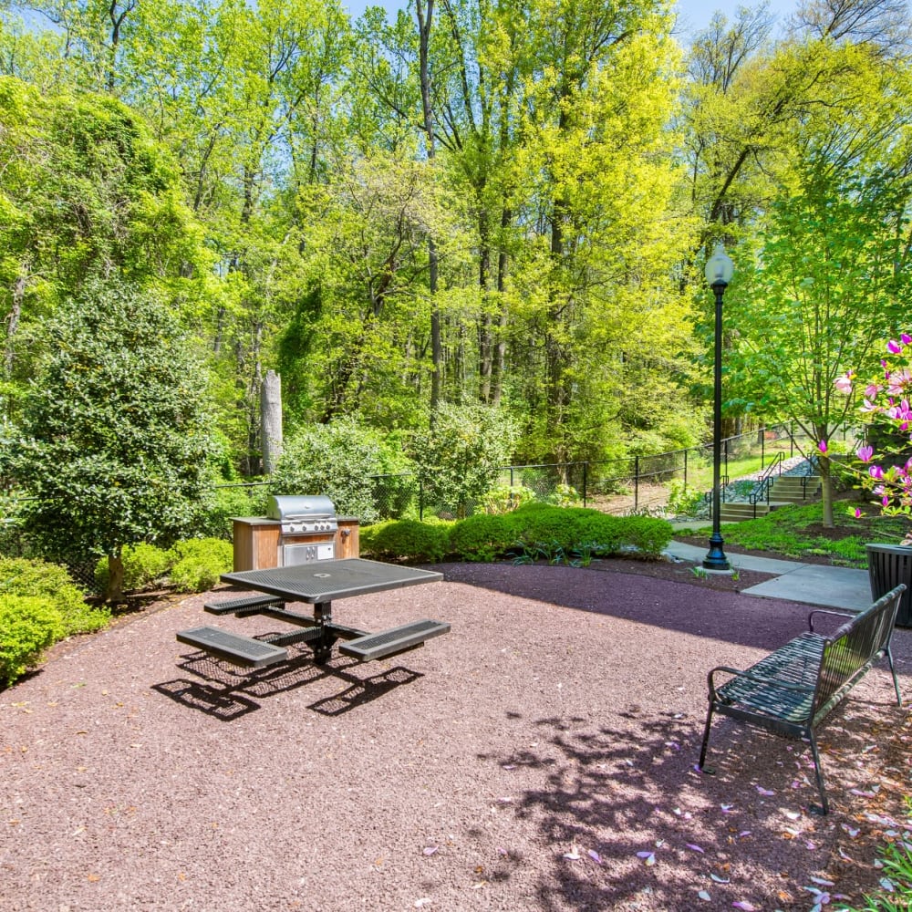 Outdoor seating in the grilling area at Mode at Hyattsville in Hyattsville, Maryland