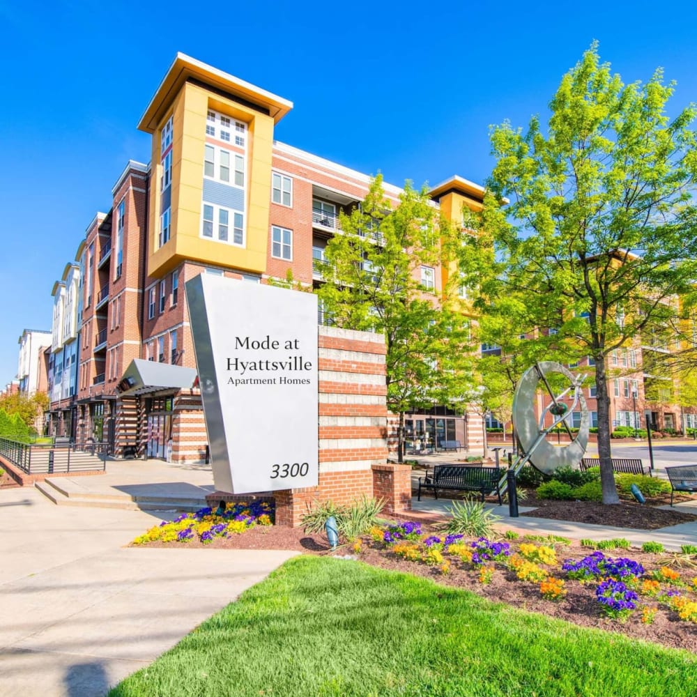 Exterior of the leasing office at Mode at Hyattsville in Hyattsville, Maryland