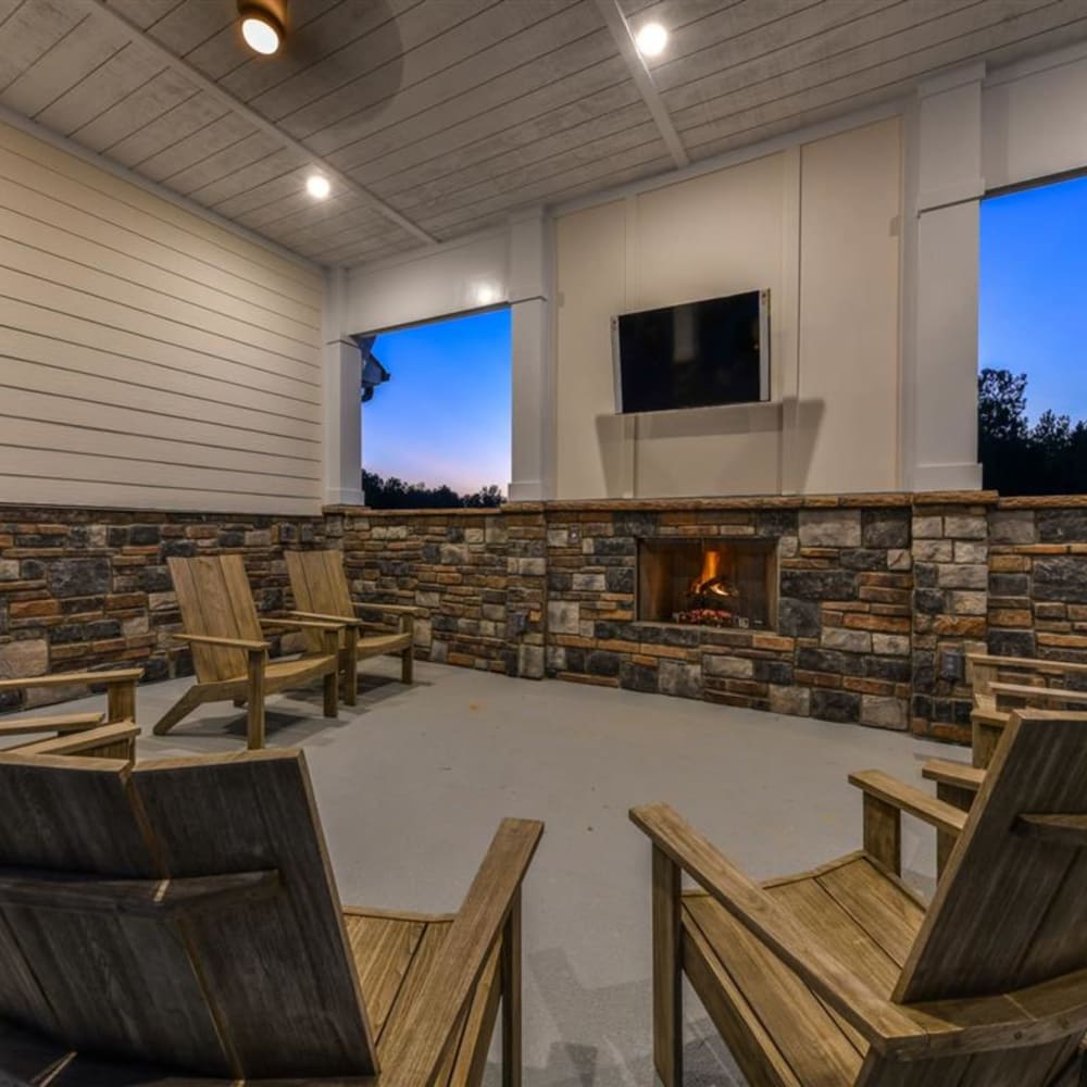 Outdoor fireside seating at The Station at Brighton in Grovetown, Georgia