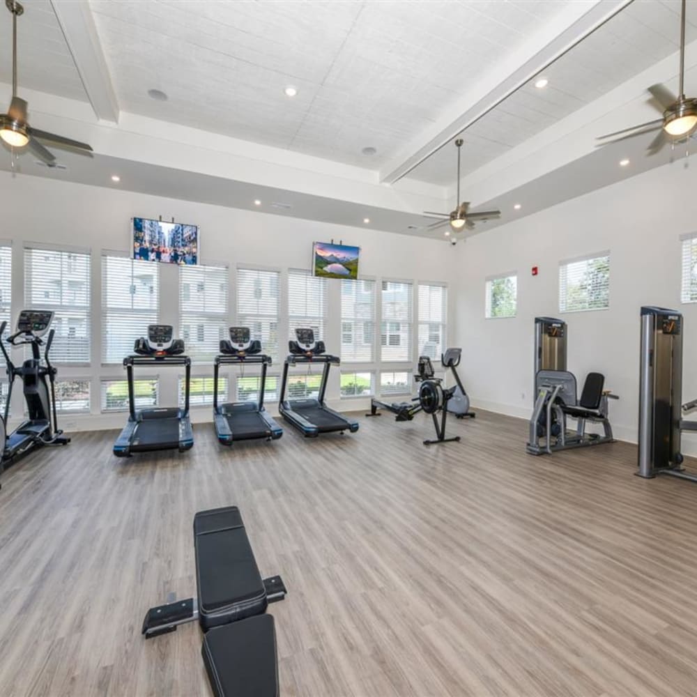 Exercise equipment in the fitness center at The Station at Brighton in Grovetown, Georgia