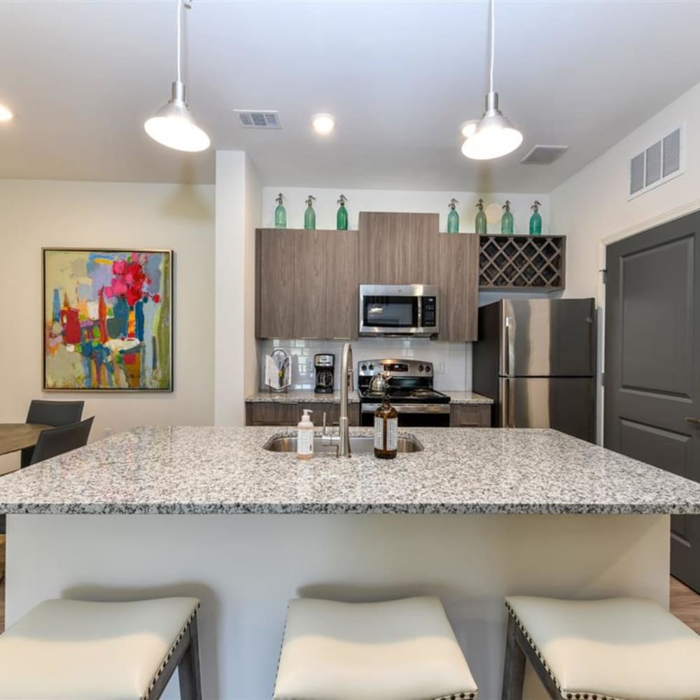 Bar seating at the kitchen island at The Station at Brighton in Grovetown, Georgia