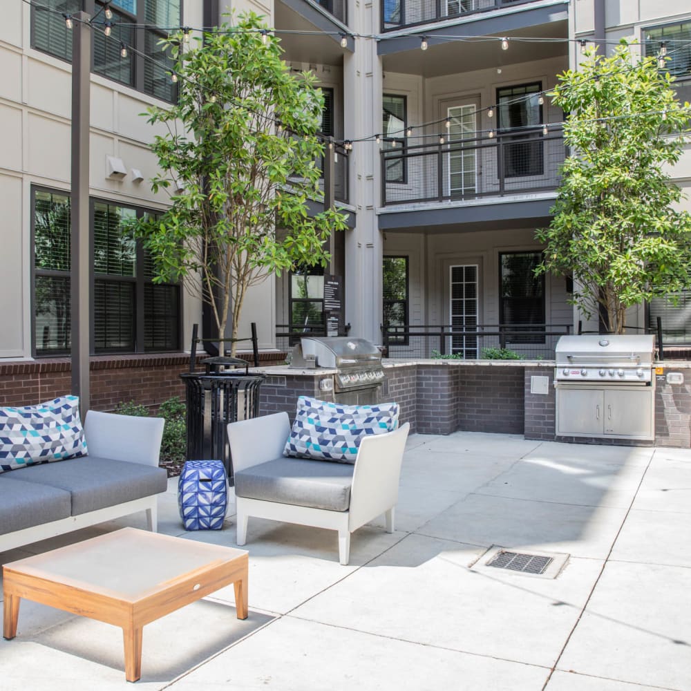 Outdoor lounge seating at Foundry Yards in Birmingham, Alabama