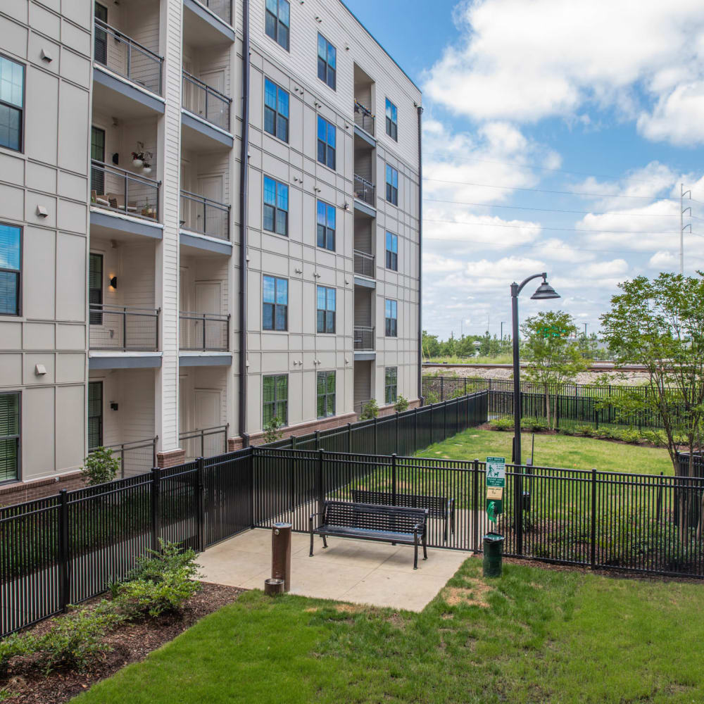 The gates onsite dog park at Foundry Yards in Birmingham, Alabama