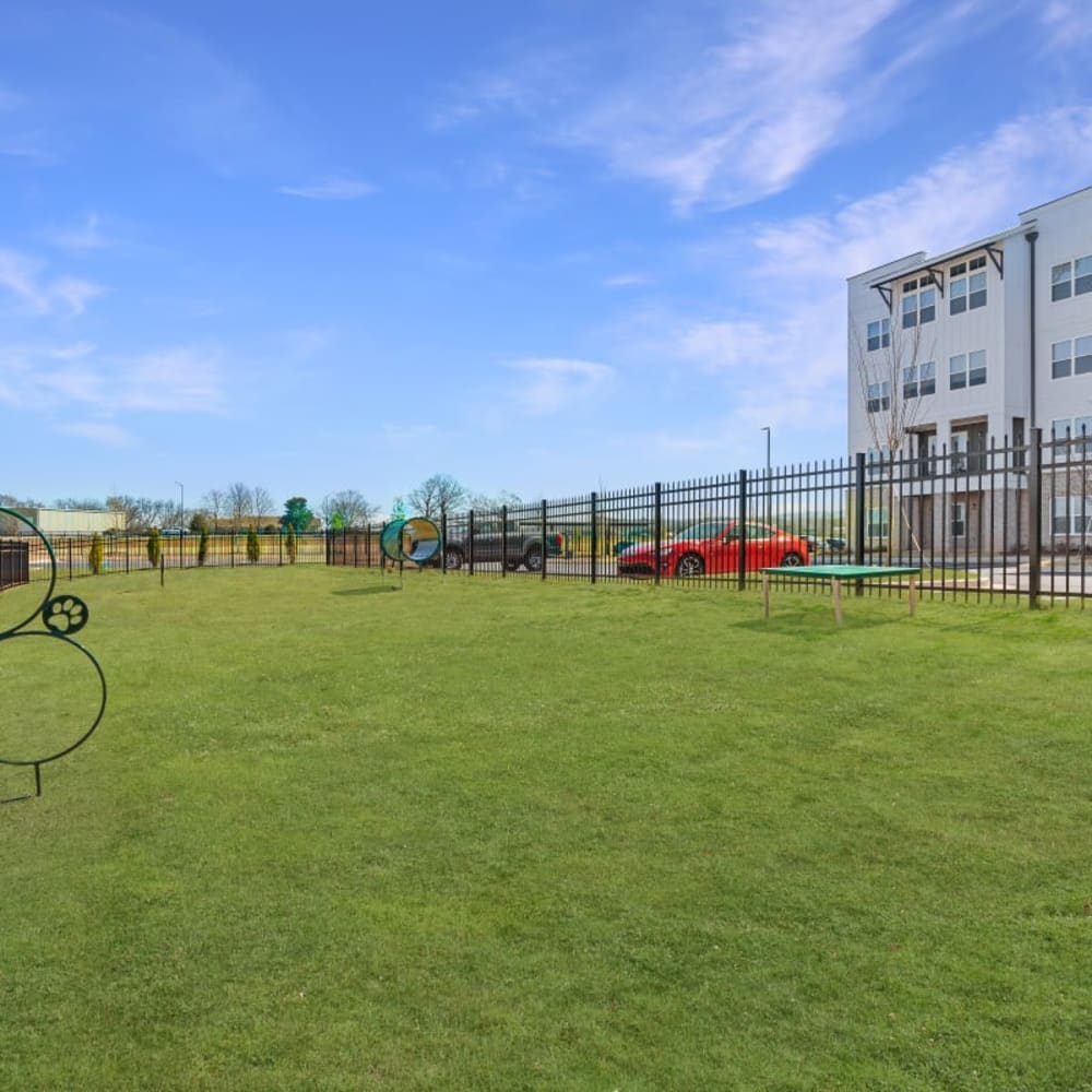 The gated community dog park at The Station at Clift Farm in Madison, Alabama