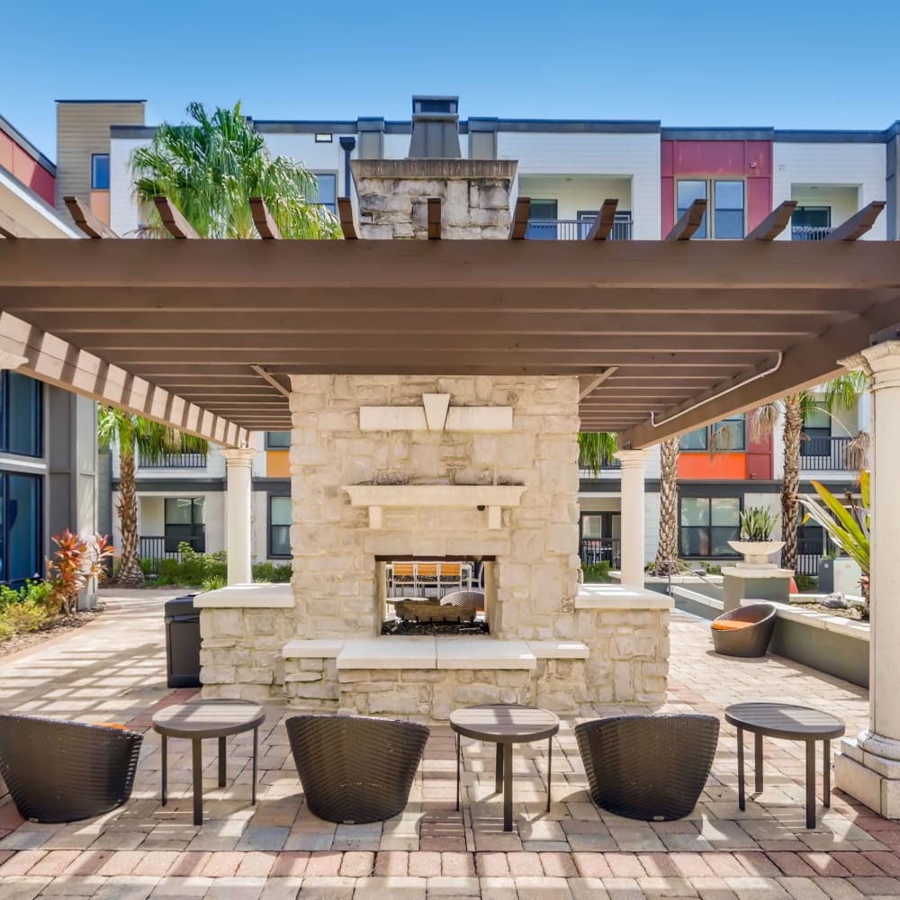 Outdoor fireside seating at EOS in Orlando, Florida