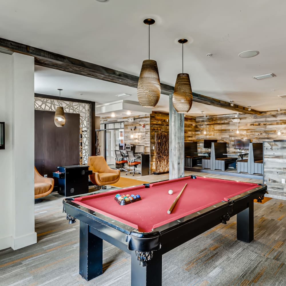 A billiards table in the clubhouse at EOS in Orlando, Florida