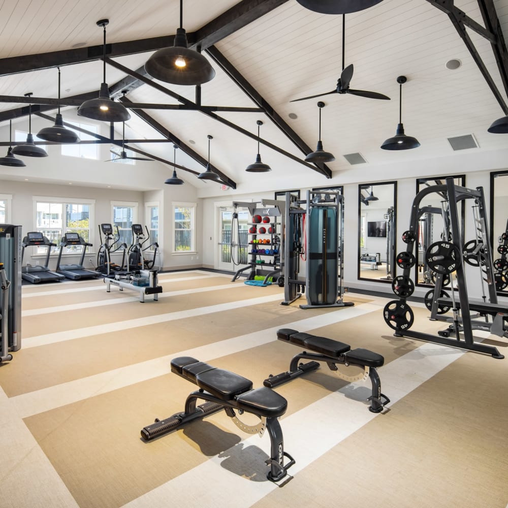 Exercise equipment in the fitness center at The Highland in Augusta, Georgia