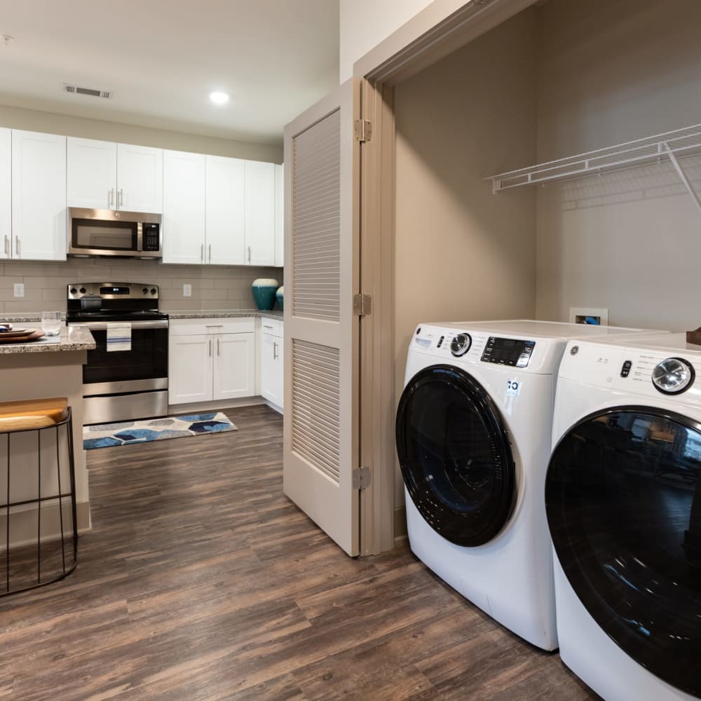 A full sized washer and dryer in an apartment at The Highland in Augusta, Georgia