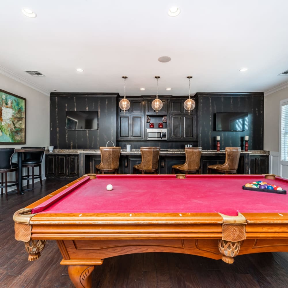 A billiards table in the community clubhouse at Riverstone in Macon, Georgia