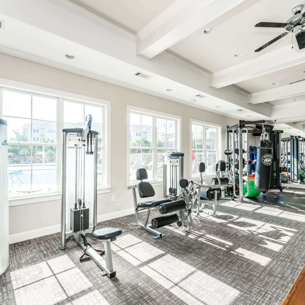 Fitness equipment in the gym at Riverstone in Macon, Georgia