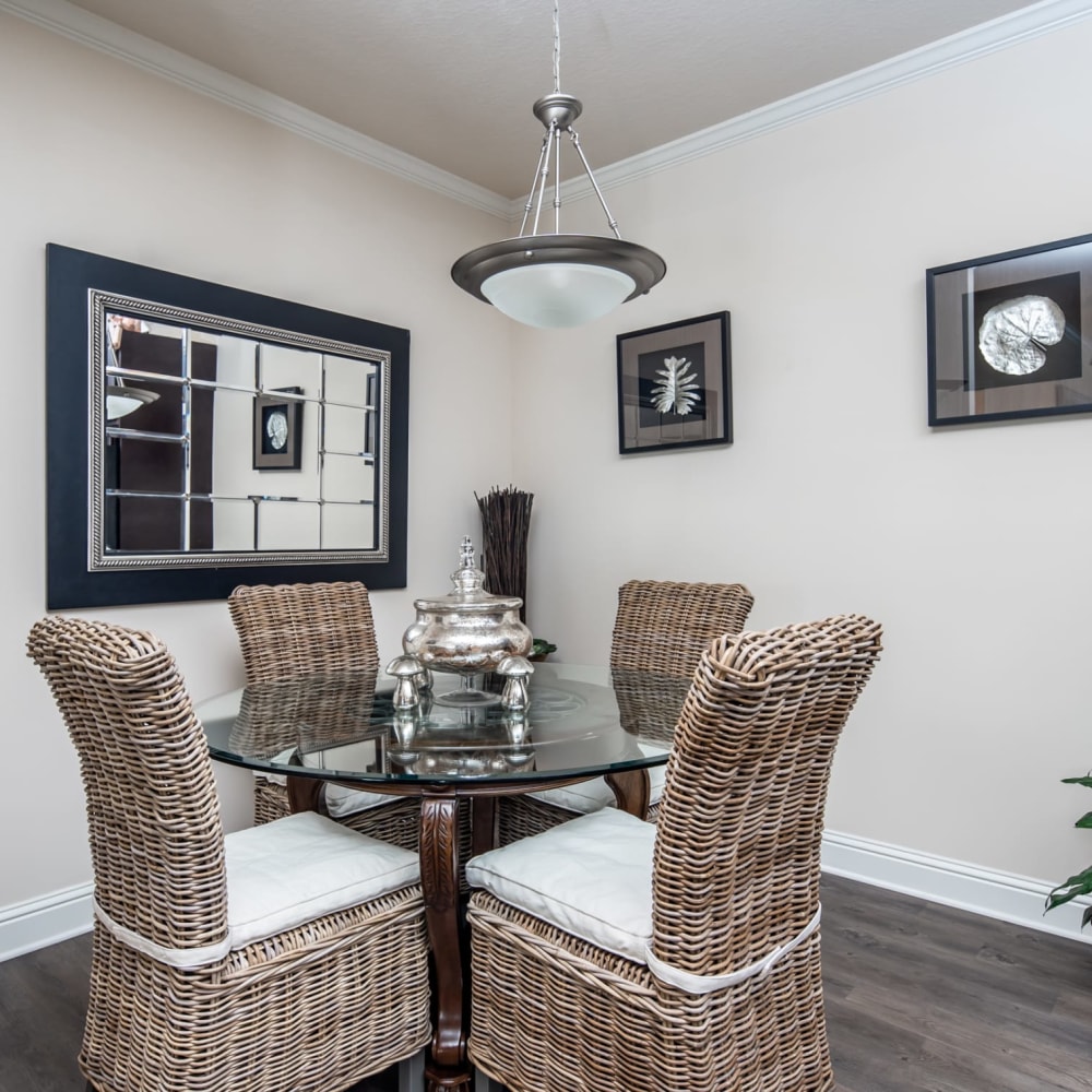 A set dining room table at Riverstone in Macon, Georgia