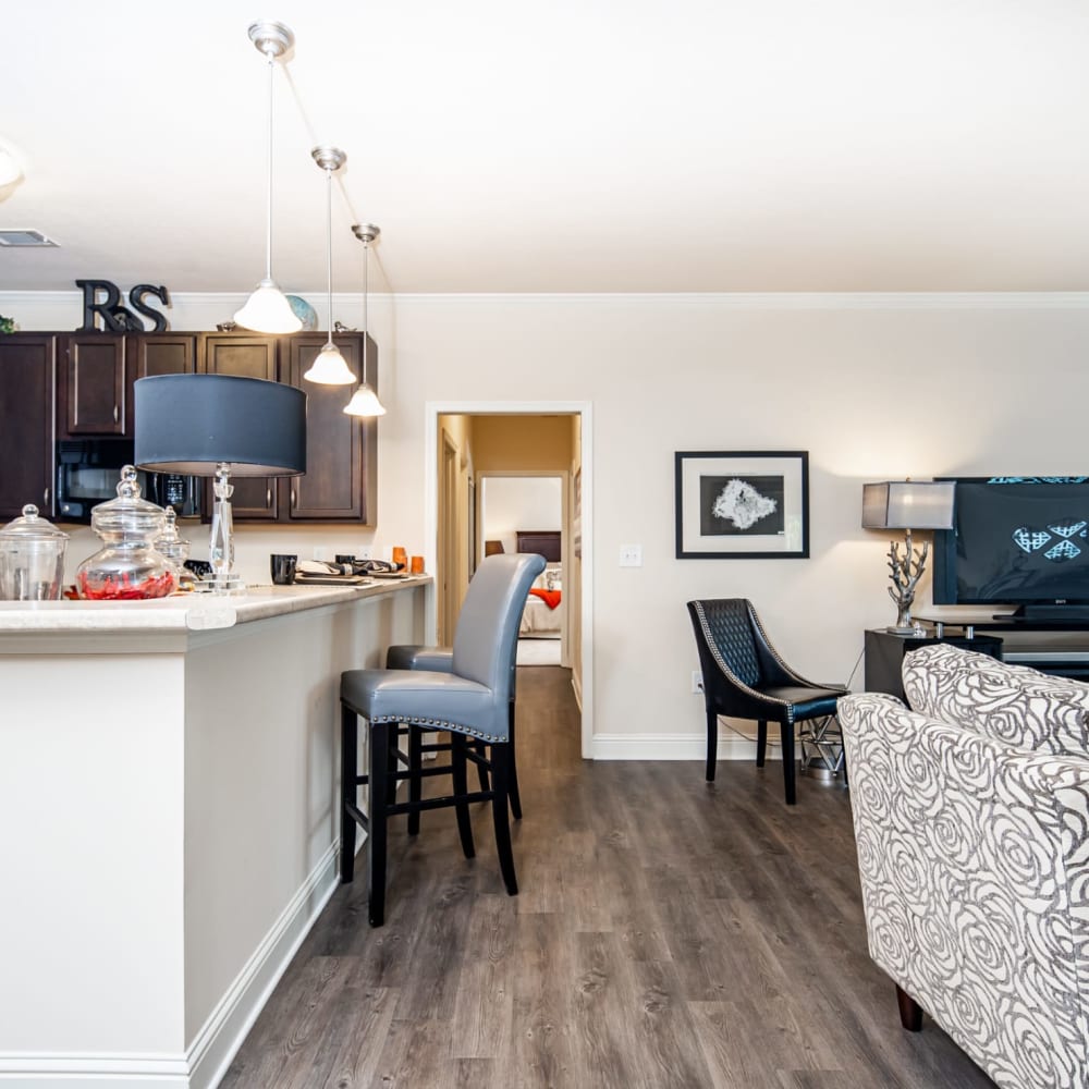 Walkway from the kitchen to the bedroom in an apartment at Riverstone in Macon, Georgia