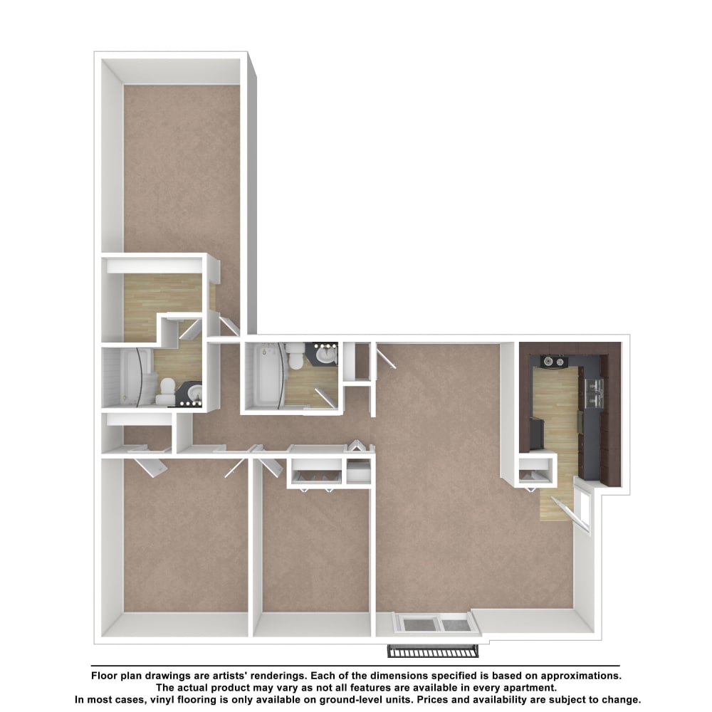 3x2 floor plan drawing at Avondale Reserve Apartment Homes in Avondale Estates, Georgia