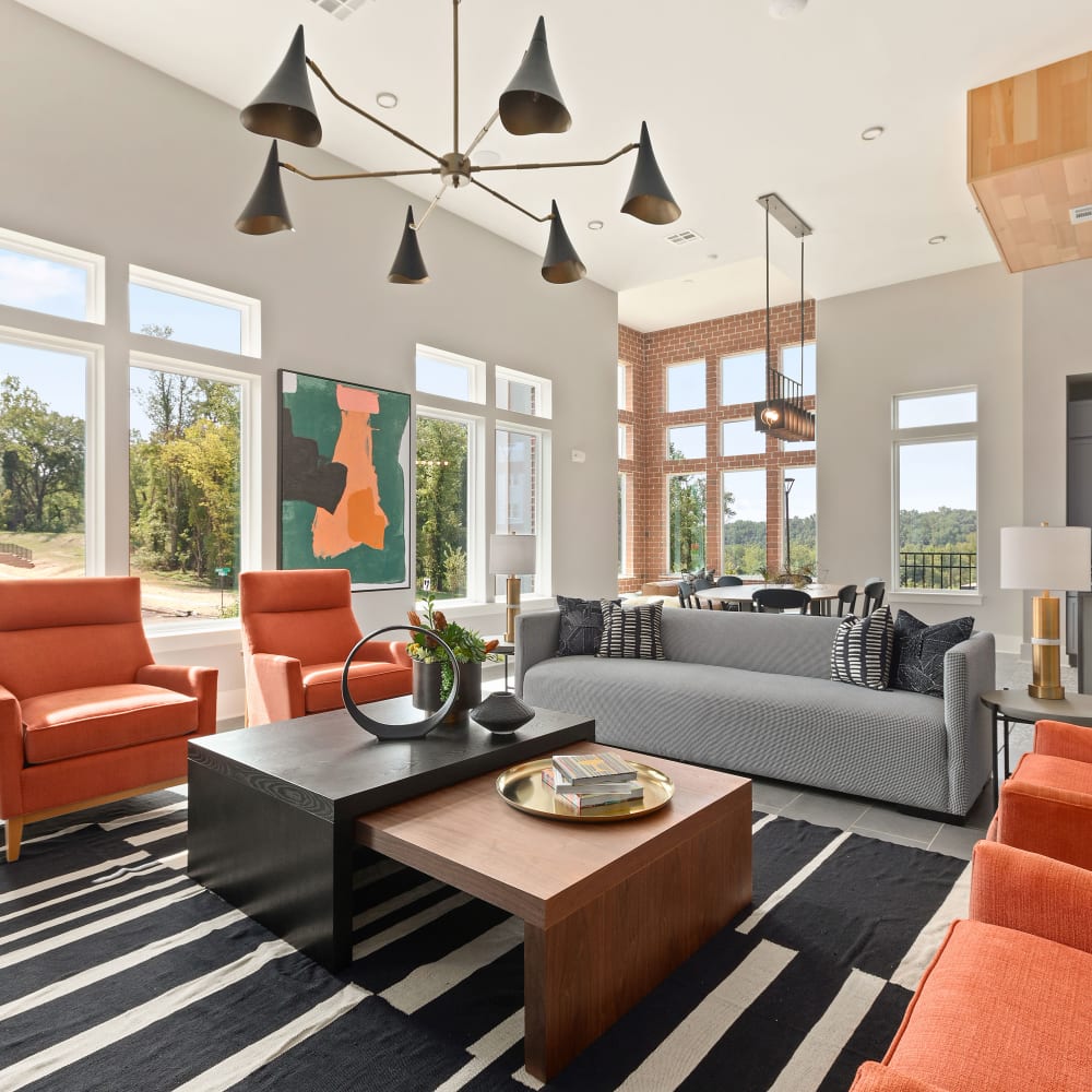 Stylish resident clubhouse at Archer at Brookhill in Charlottesville, Virginia 