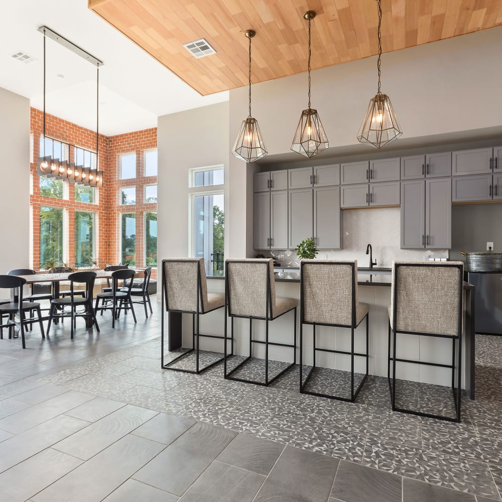 Resident café area at Archer at Brookhill in Charlottesville, Virginia