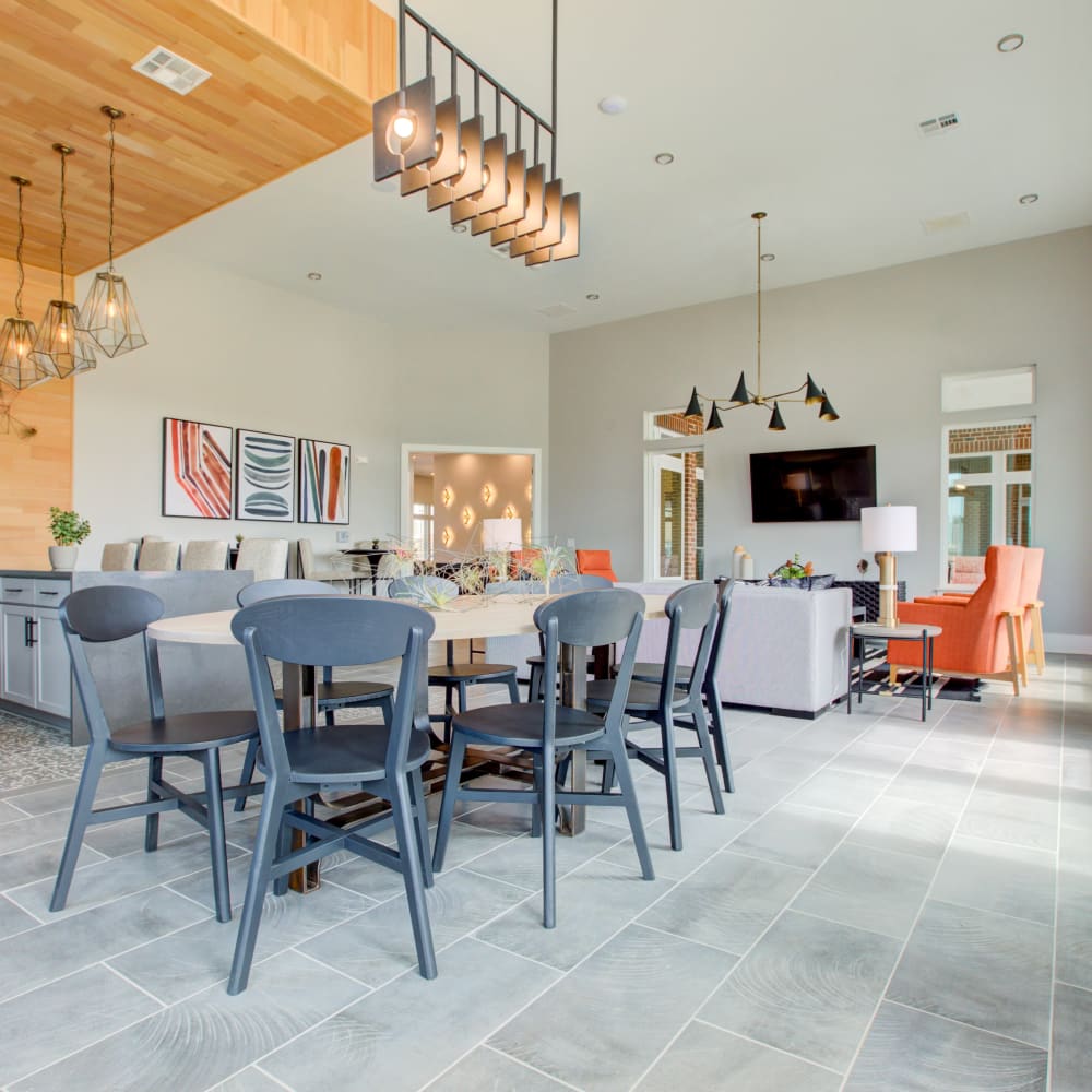 Large clubhouse with plenty of seating areas at Archer at Brookhill in Charlottesville, Virginia