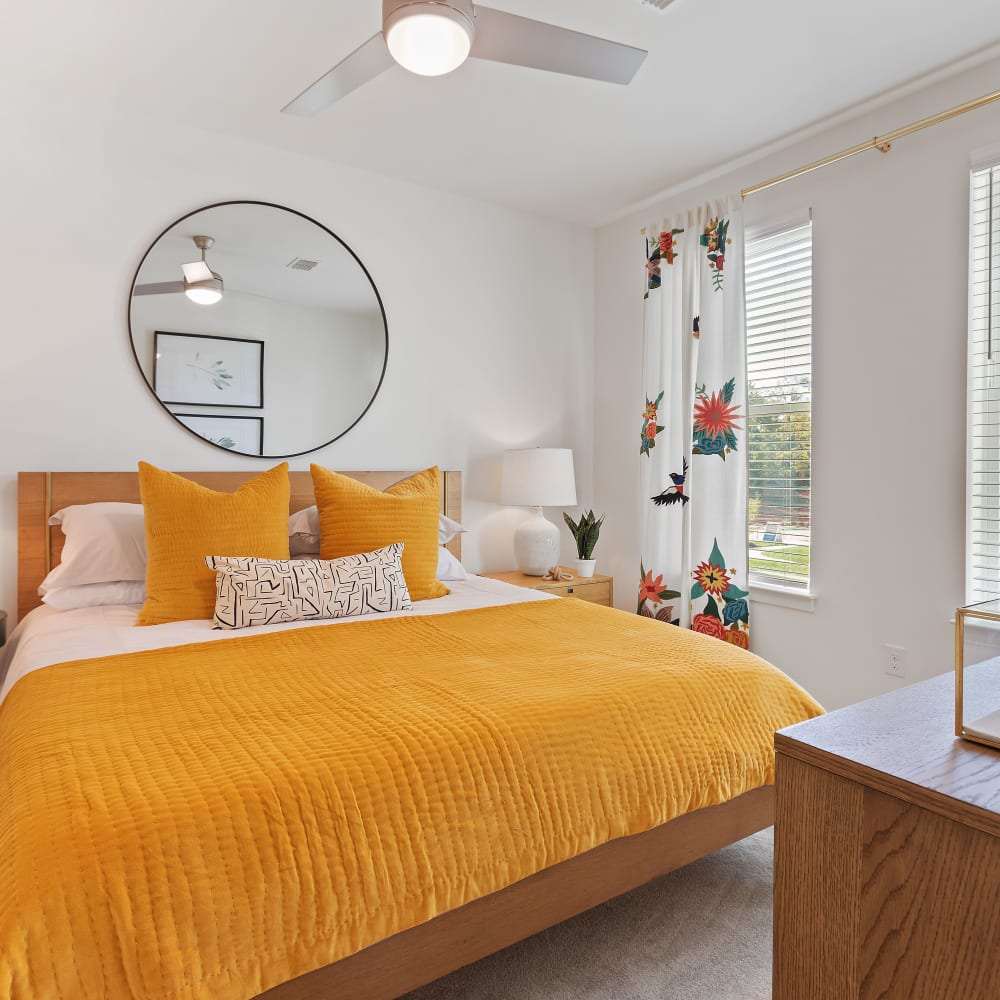 Well decorated bedroom at Archer at Brookhill in Charlottesville, Virginia