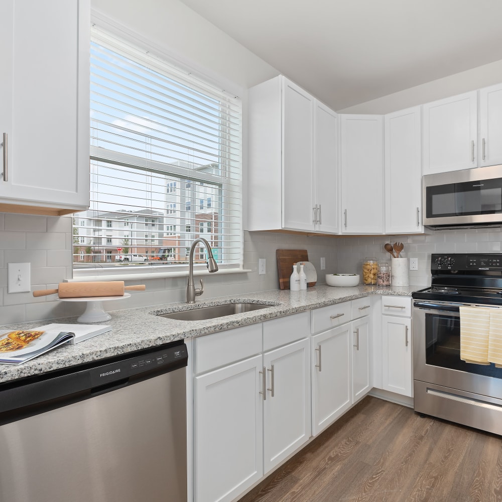 Well equipped modern kitchen at Archer at Brookhill in Charlottesville, Virginia