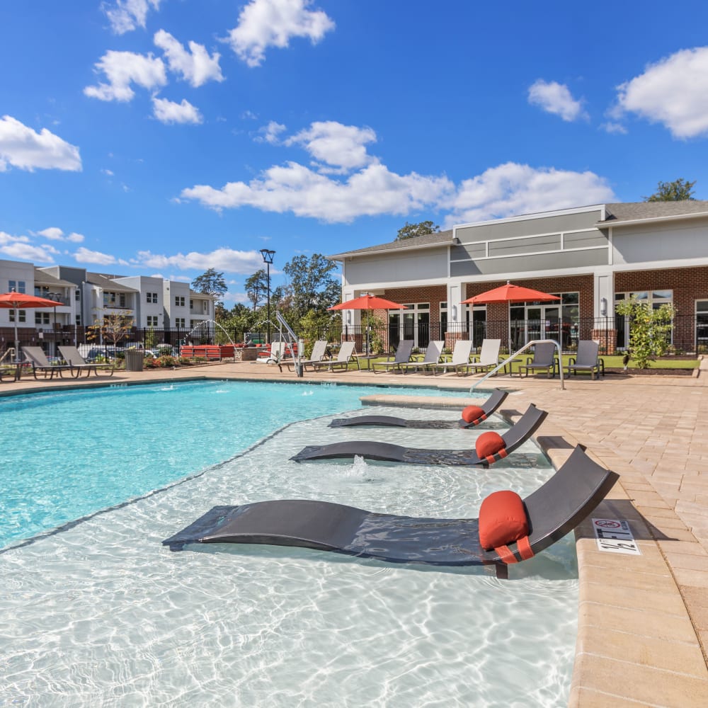 Saltwater pool with expansive sundeck at Archer at Brookhill in Charlottesville, Virginia