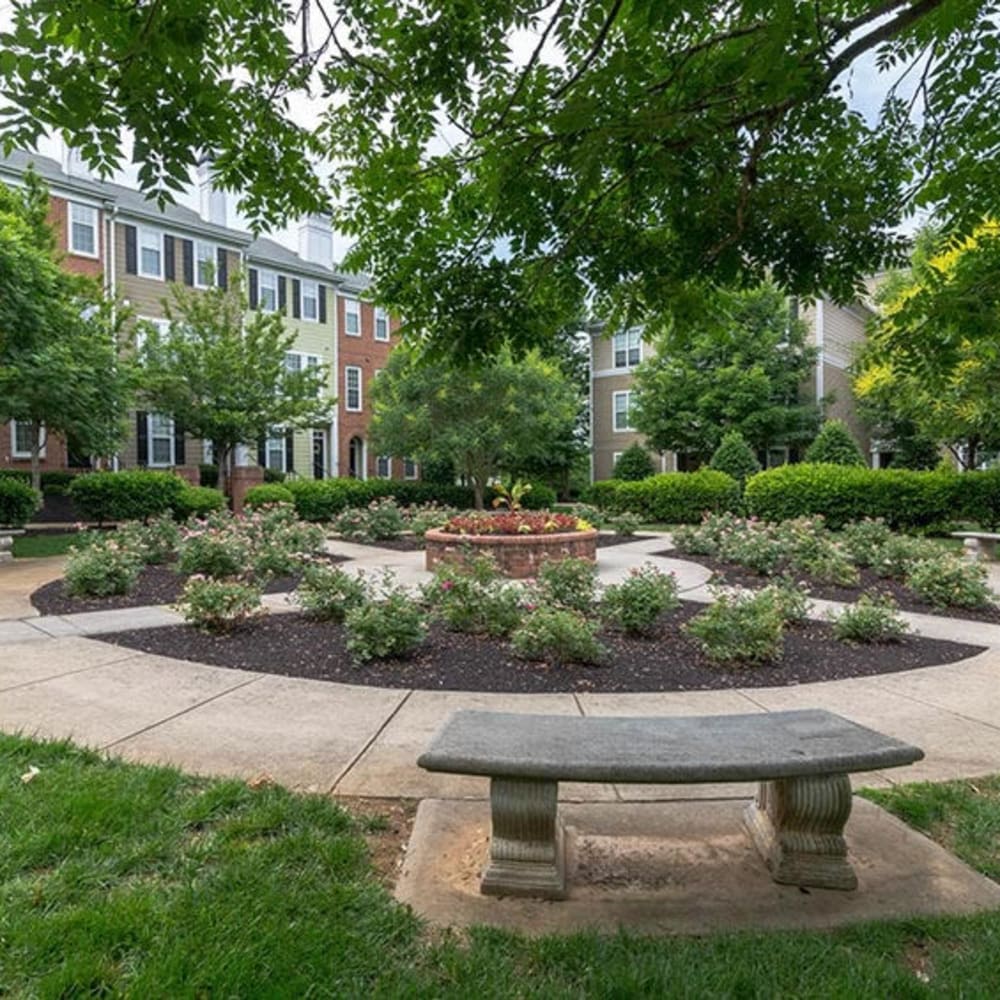 Garden-style landscaping at Avemore Apartment Homes, Charlottesville, Virginia