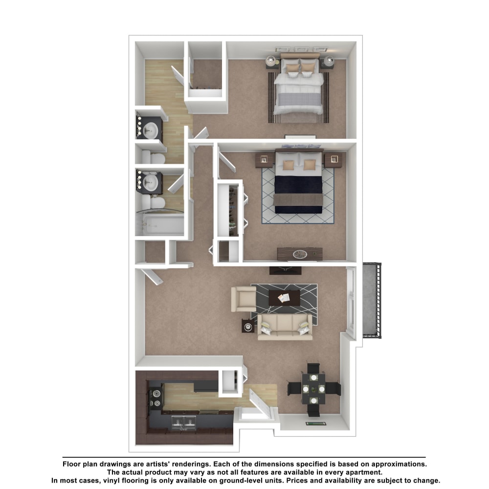 2x1.5 floor plan drawing at Avondale Reserve Apartment Homes in Avondale Estates, Georgia