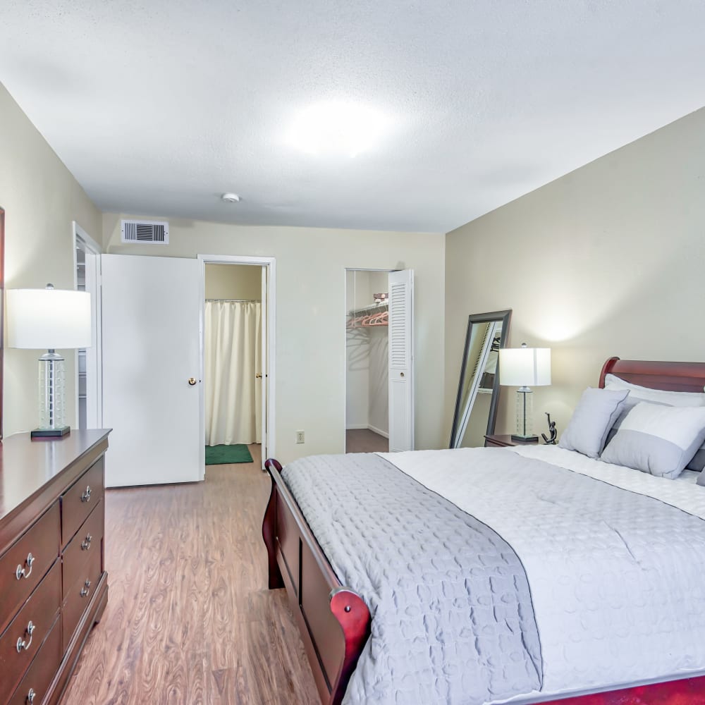 Bedroom at Napoleon Square Apartments in Houston, Texas