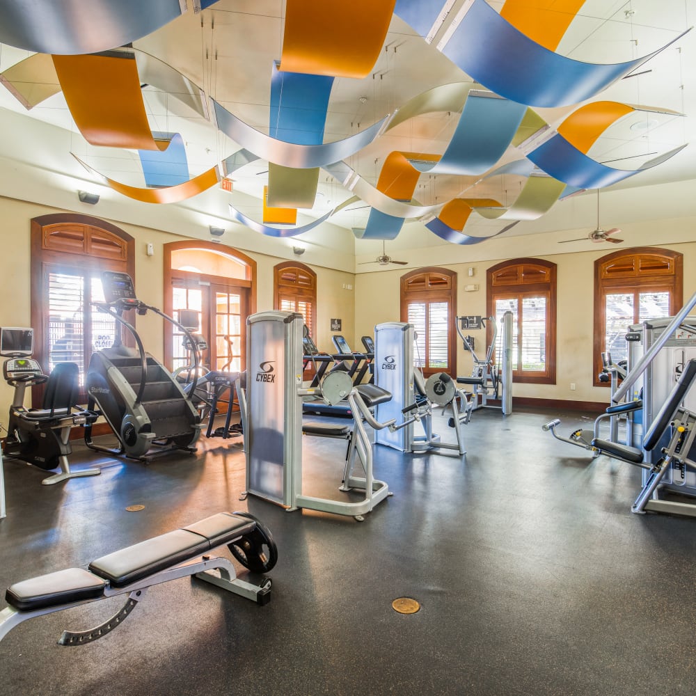 Community gym in Portico at West 8 Apartments in Houston, Texas