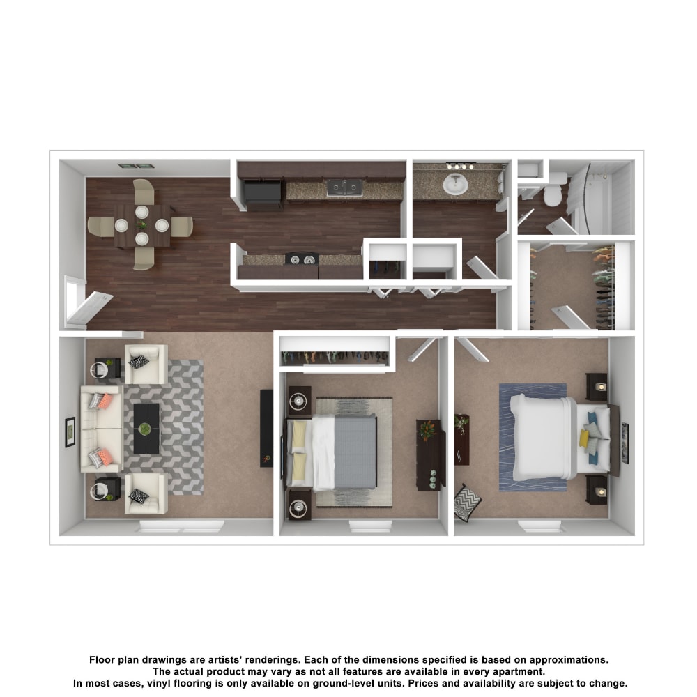 2x1 floor plan drawing at The Village at Crestview Apartments in Madison, Tennessee