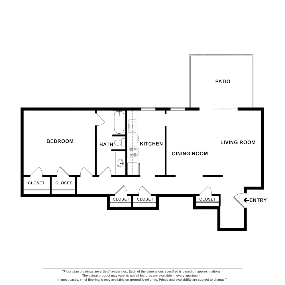 3x2 floor plan drawing at The Crossing at Henderson Mill Apartment Homes in Atlanta, Georgia