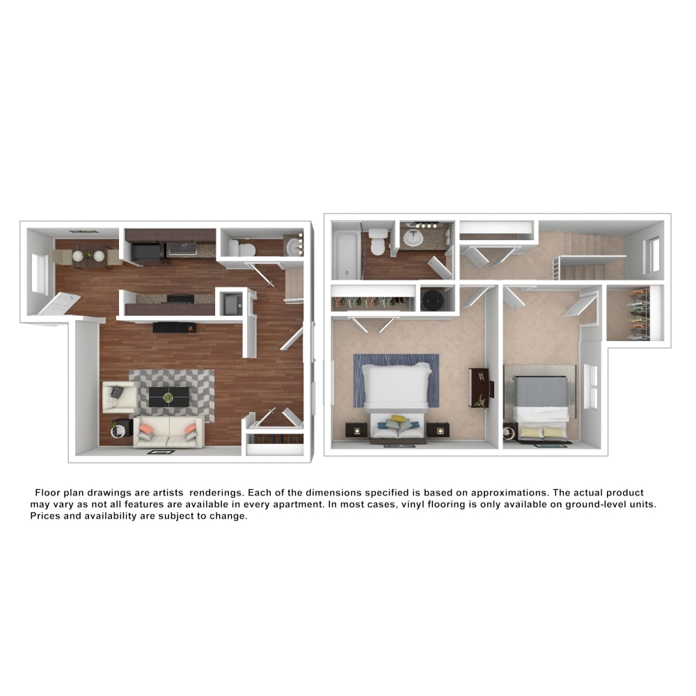 3x2 floor plan drawing at Northshore Flats Apartments in Chattanooga, Tennessee