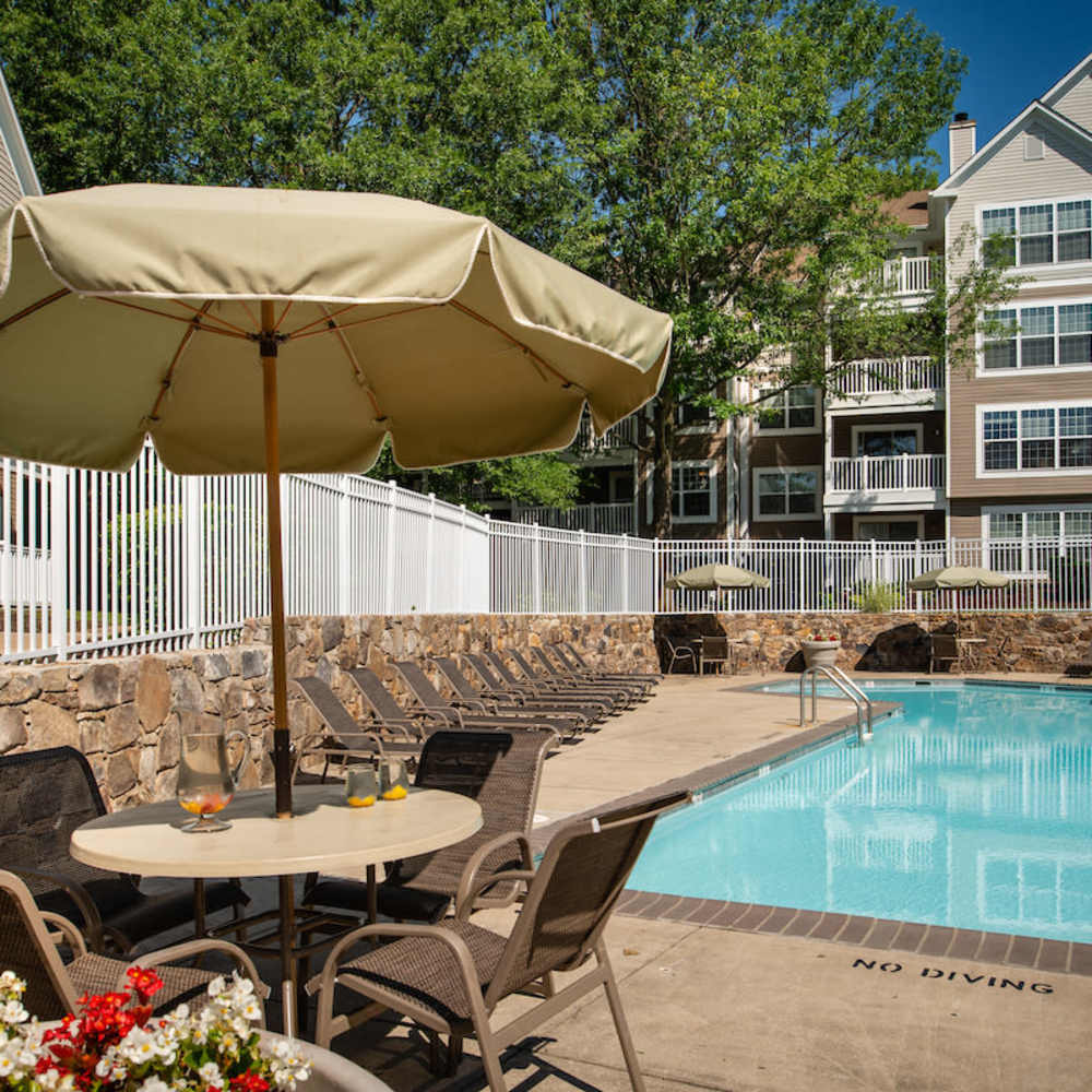 Sparkling swimming pool at The Elms at Oakton in Fairfax, Virginia