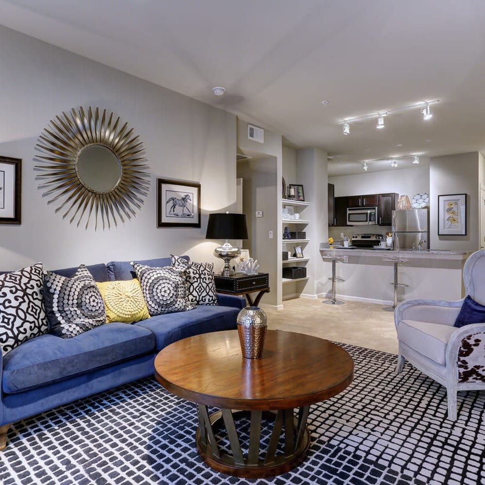 Living room with modern design and open floor plan at Deerfield at Providence in Mt. Juliet, Tennessee