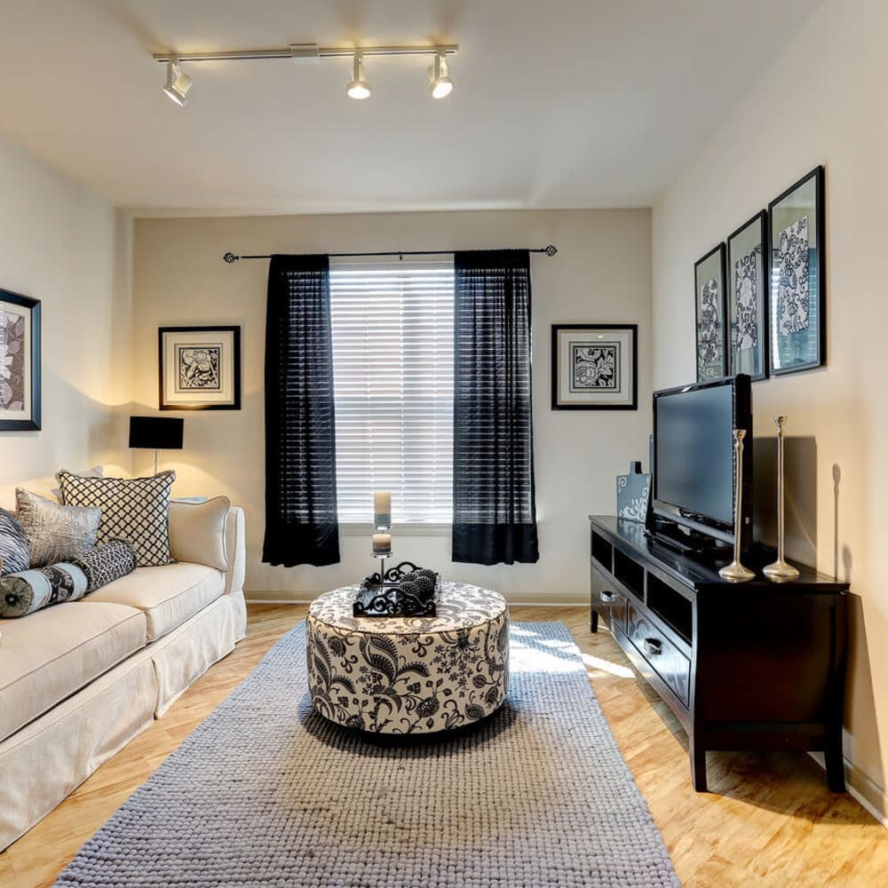 Living room with modern design at Deerfield at Providence in Mt. Juliet, Tennessee