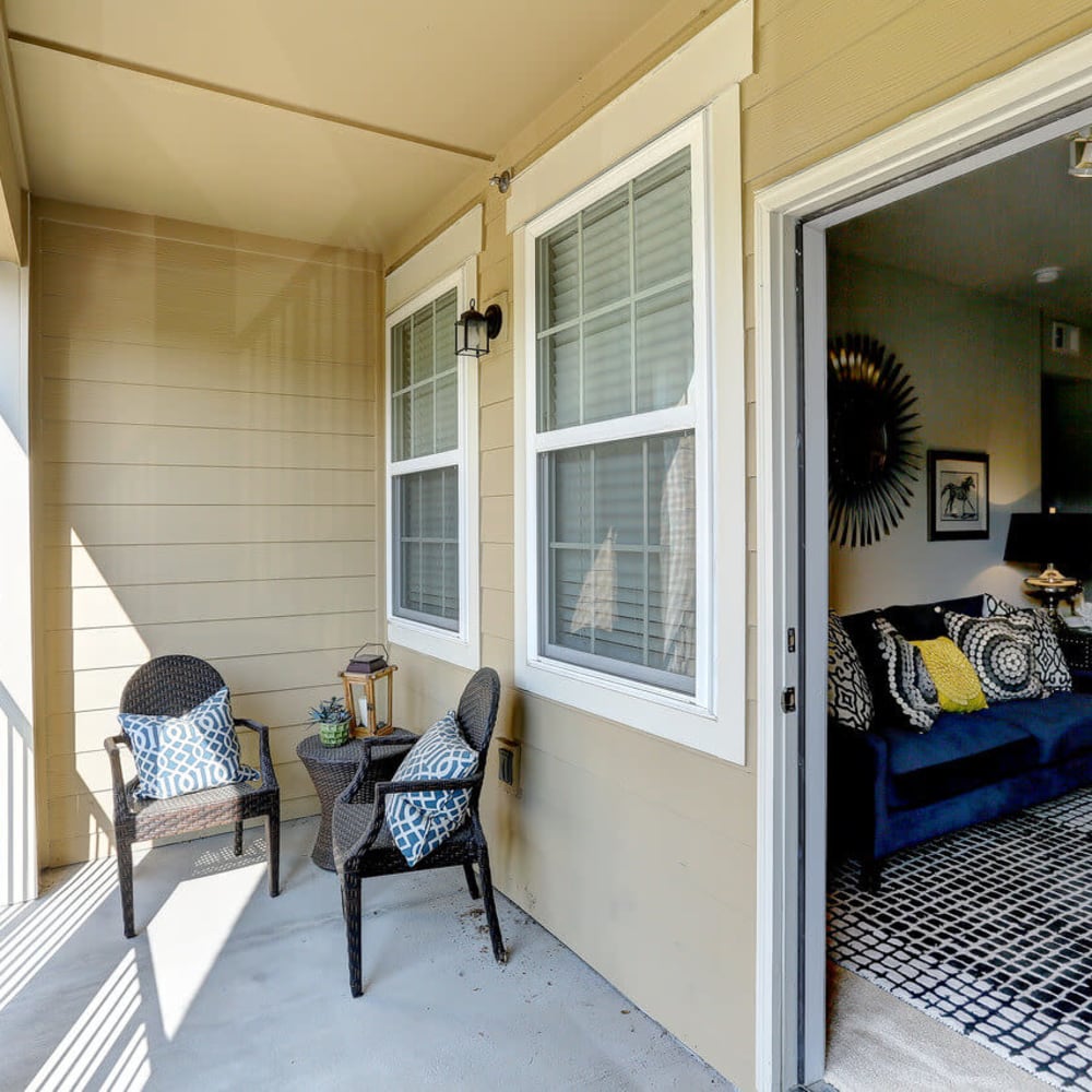 Large balcony with chairs at Deerfield at Providence in Mt. Juliet, Tennessee