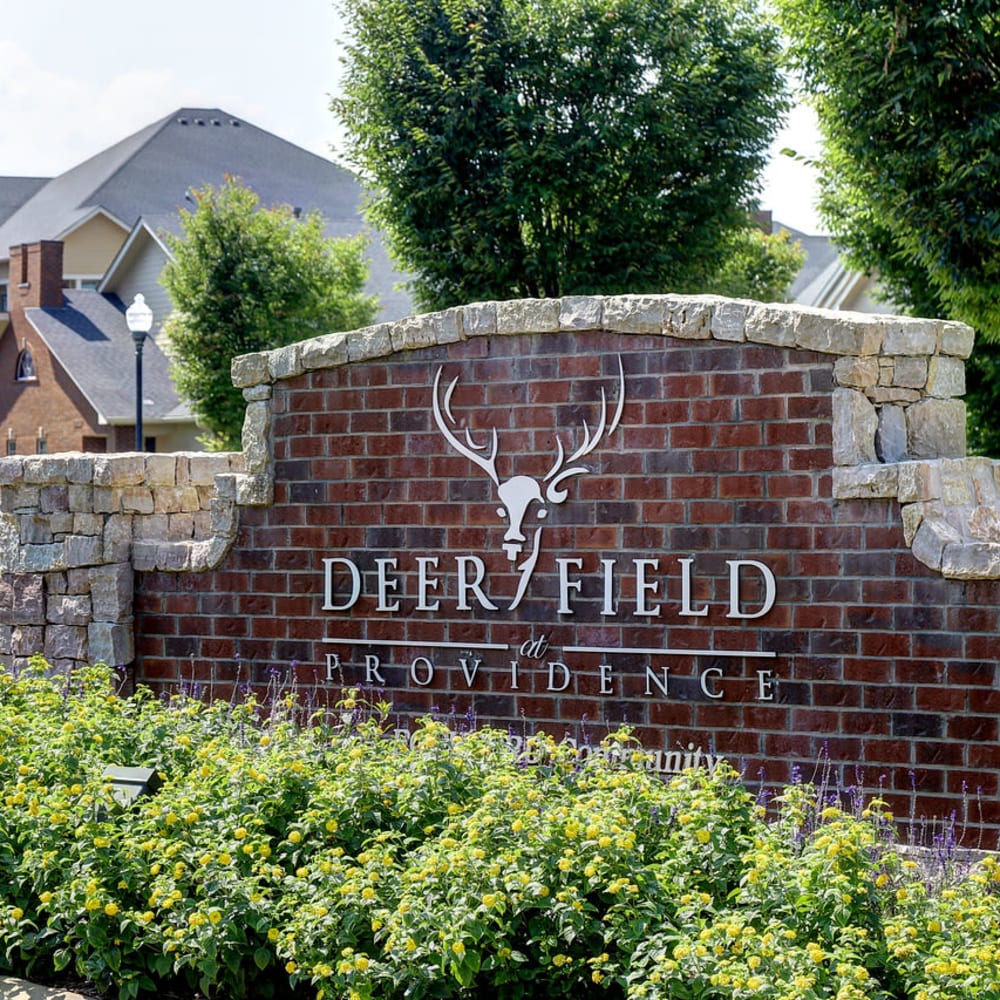 Welcome sign at Deerfield at Providence in Mt. Juliet, Tennessee