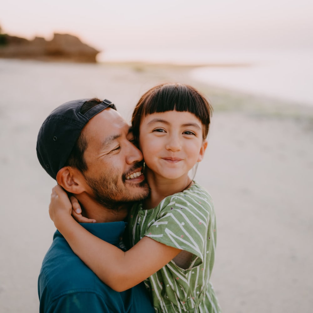 Father and daughter at the beach near Miles One90 in Sachse, Texas