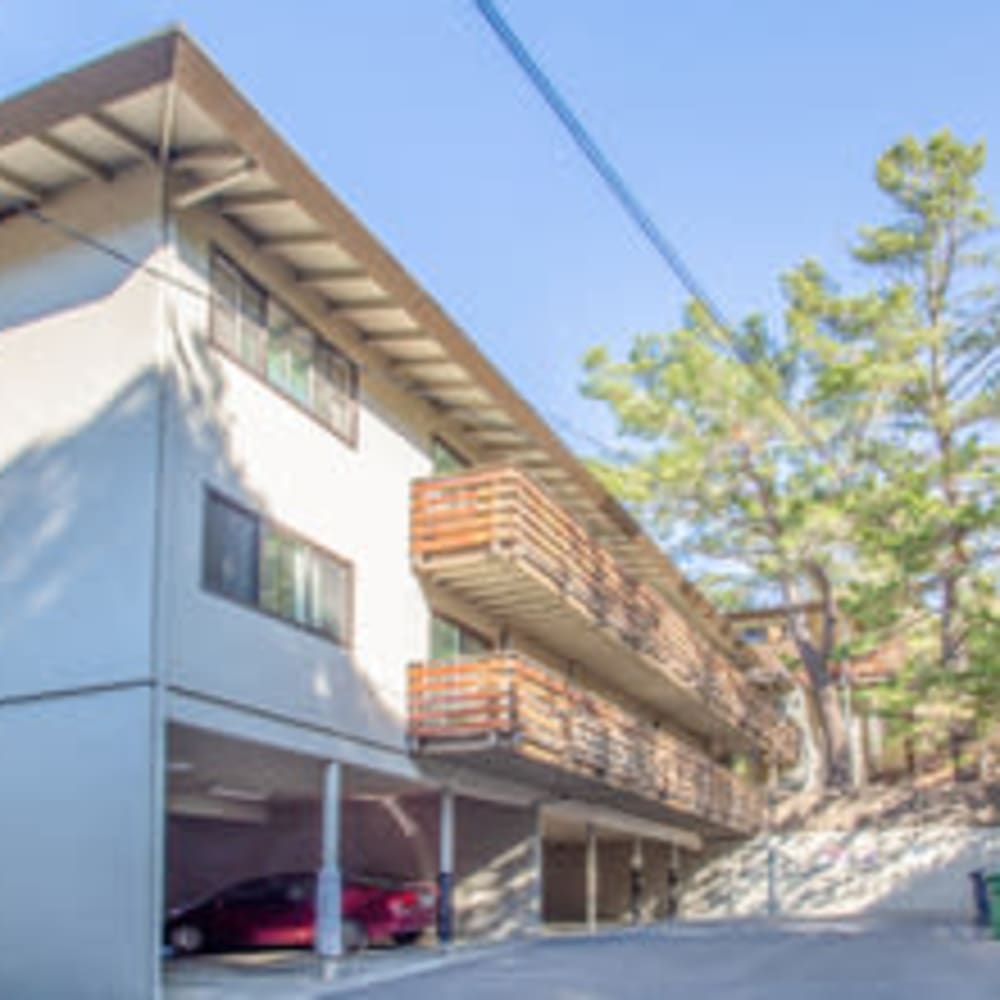 Exterior apartment homes with private patios or balconies at our Heights at 109 community at Mission Rock at Novato in Novato, California