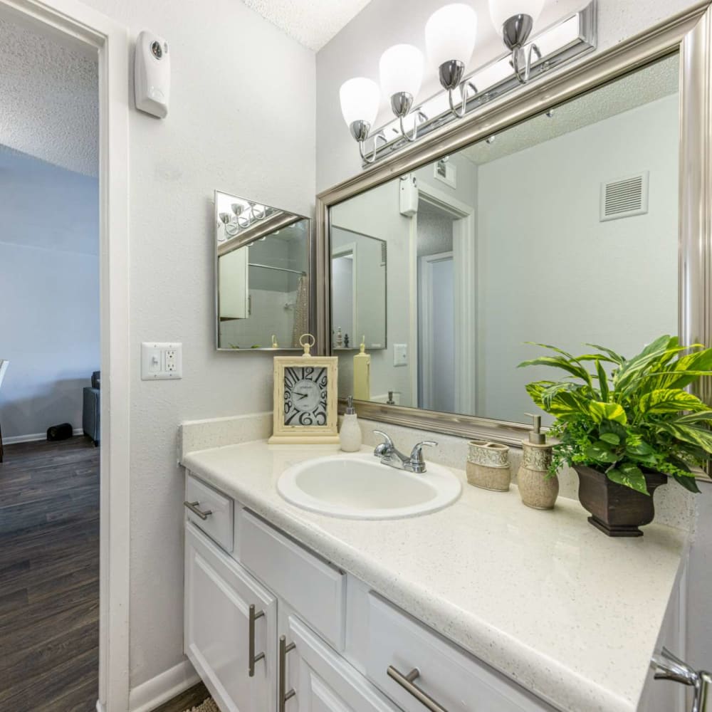 Bathroom with ample counter space at The Landing at Clear Lake in Webster, Texas