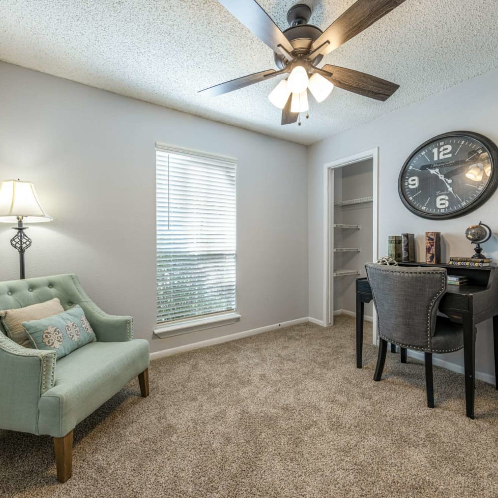 Bedroom with ample natural light at The Landing at Clear Lake in Webster, Texas