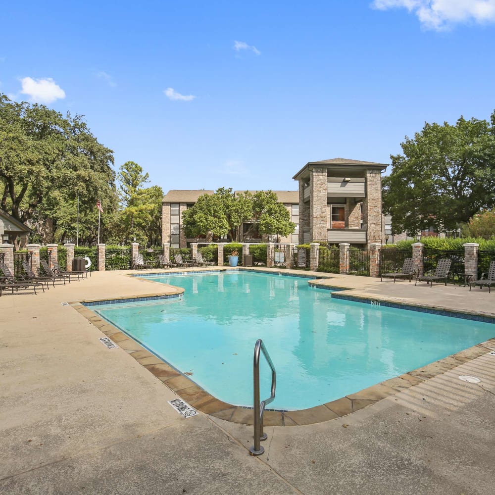Resort-style swimming pool at The Hub at Chisolm Trail in Fort Worth, Texas