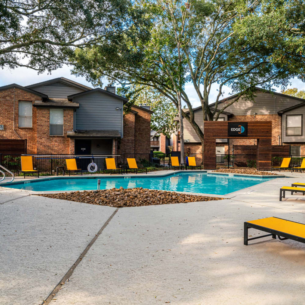 Pool side with great views at The Edge at Clear Lake in Webster, Texas