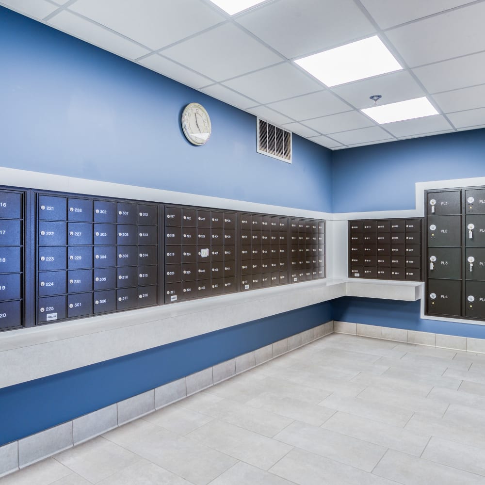 Large mail room at Mable H Kehres Apartments in Monroe, Michigan
