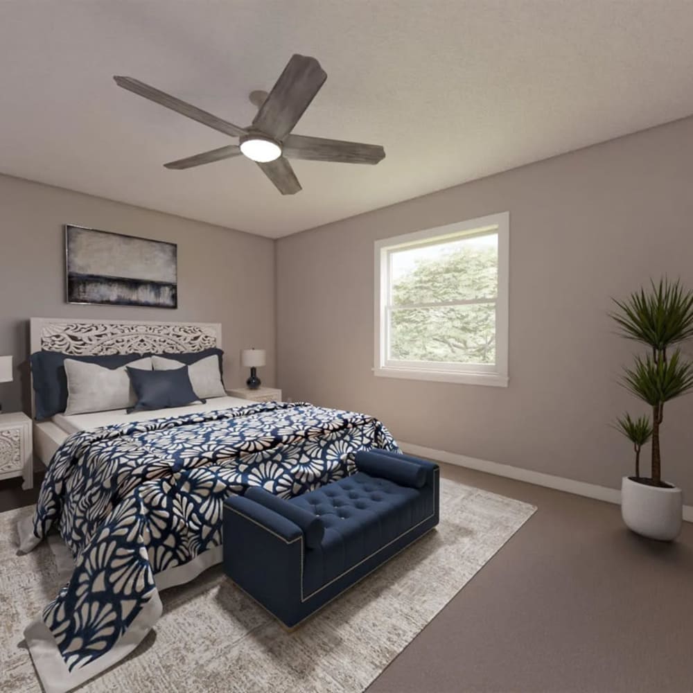 Render of a bedroom in a model home at The Cordelia in Fort Walton Beach, Florida