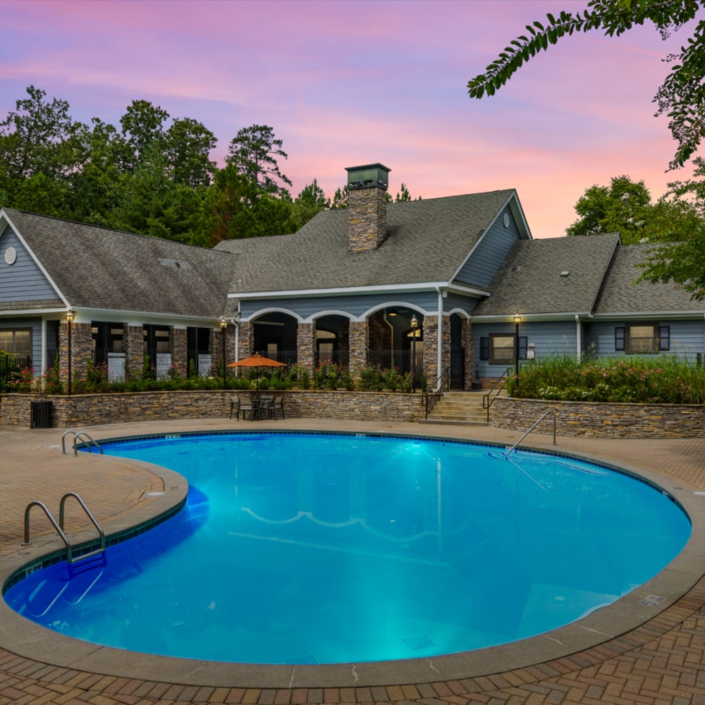 The sparkling community swimming pool at Heritage at Riverstone in Canton, Georgia